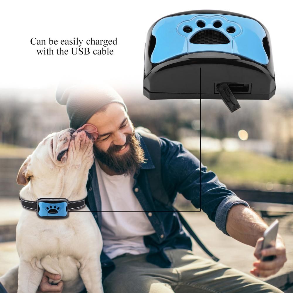 Collare Anti Abbaio Cane Ultrasuoni Elettrico Sensibilità Regolabile USB Dispositivo Leggero Impermeabile per Ambiente Domestico Tranquillo Accessori Addestramento Cani