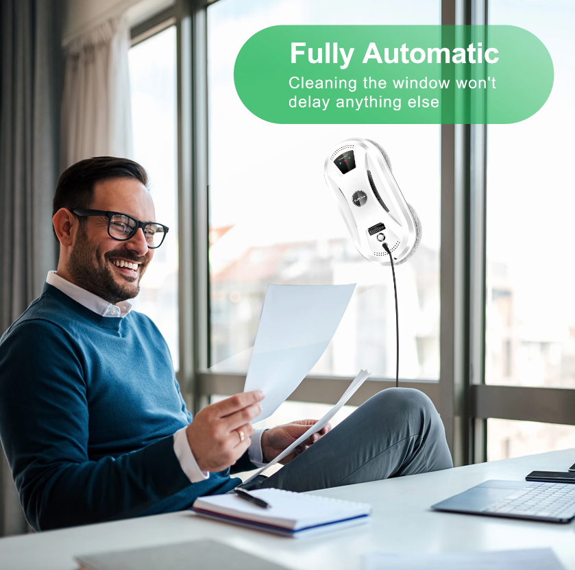 PuRuiKai Robot pulitore per finestre domestiche Aspirapolvere intelligente per vetri Pulizia a imitazione intelligente con un solo tasto per edifici alti