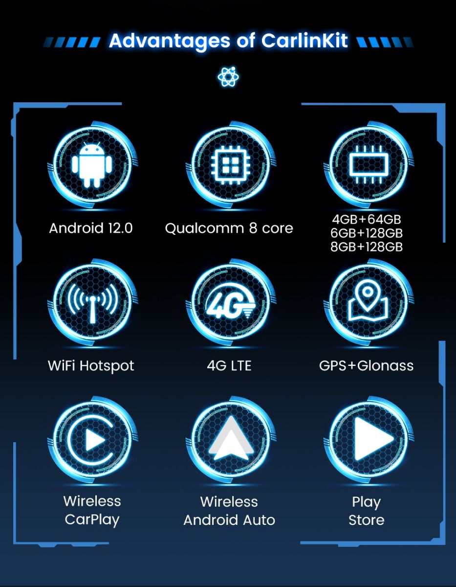 CarlinKit CarPlay Ai Box QCM6125 Android 12 Streaming Box 8G 128G Connettività Wireless Compatibile CarPlay OEM IPTV Netflix Trasforma Infotainment Auto con Intrattenimento Illimitato