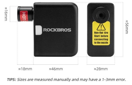 ROCKBROS Pompa Elettrica Portatile Mini 100 PSI Ricaricabile Durevole Gonfiatore per Pneumatici Bici Moto Auto