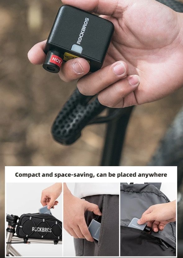 ROCKBROS Pompa Elettrica Portatile Mini 100 PSI Ricaricabile Durevole Gonfiatore per Pneumatici Bici Moto Auto