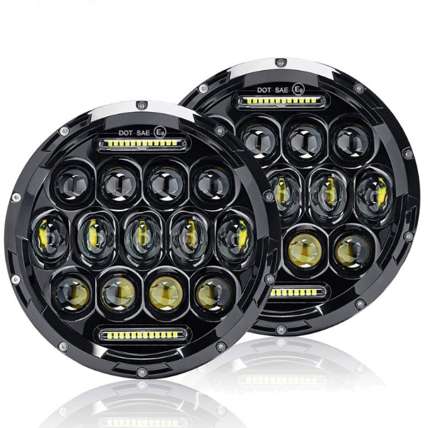 Faro rotondo 7 pollici LED per moto e fuoristrada con fascio DRL segnale svolta 75W Harley Jeep Wrangler lega alluminio impermeabile IP67 accessorio illuminazione durevole