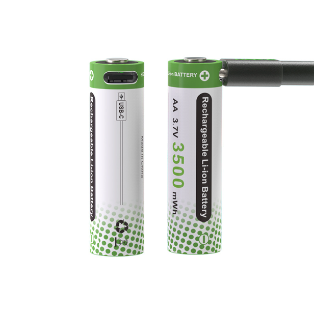 Batterie Ricaricabili AA 3.7V 3500mWh Tipo C, Ioni di Litio, fino a 2000 cicli di ricarica