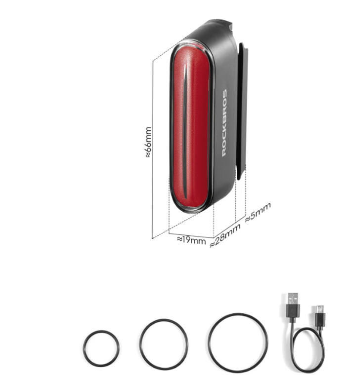 ROCKBROS Fanale Posteriore Bici Magnetico IPX6 Impermeabile 7 Modalità Smart Sensore Notte Luce Sicurezza
