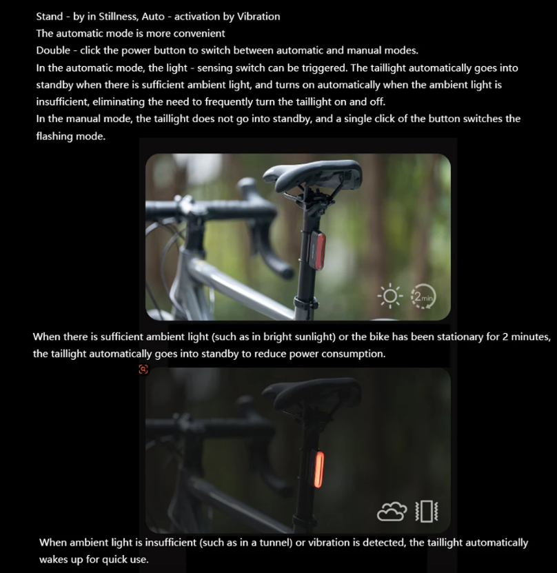 ROCKBROS Fanale Posteriore Bici Magnetico IPX6 Impermeabile 7 Modalità Smart Sensore Notte Luce Sicurezza