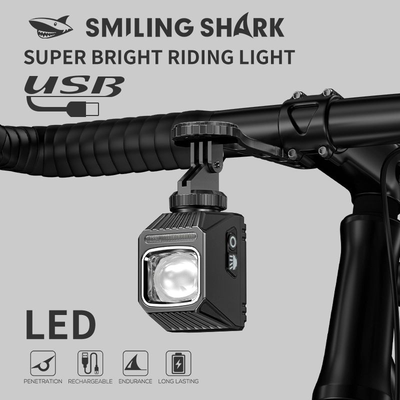 SMILING SHARK EVO1700 Faro per bicicletta LED ricaricabile USB-C impermeabile multimodale