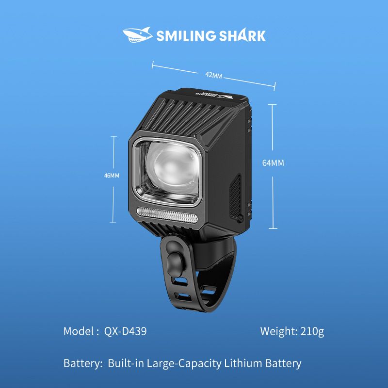 SMILING SHARK EVO1700 Faro per bicicletta LED ricaricabile USB-C impermeabile multimodale