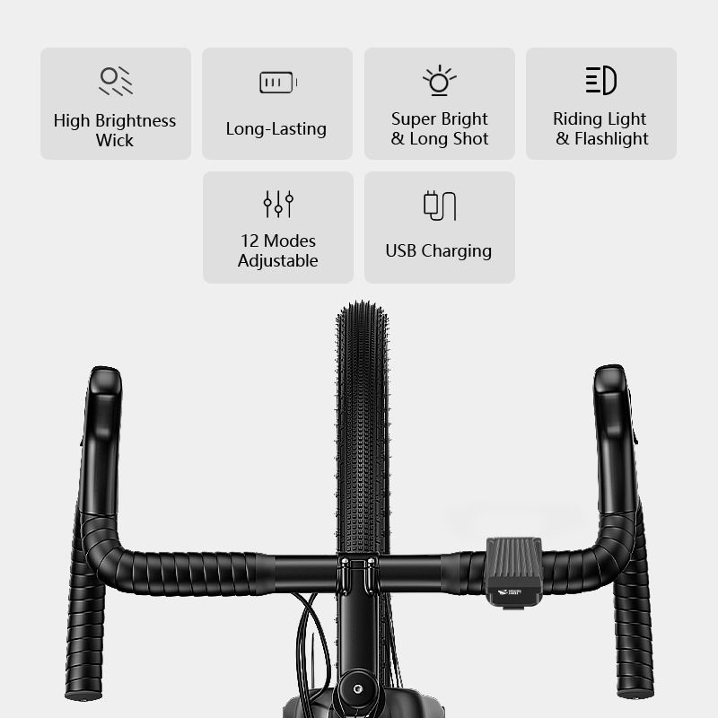 SMILING SHARK EVO1700 Faro per bicicletta LED ricaricabile USB-C impermeabile multimodale