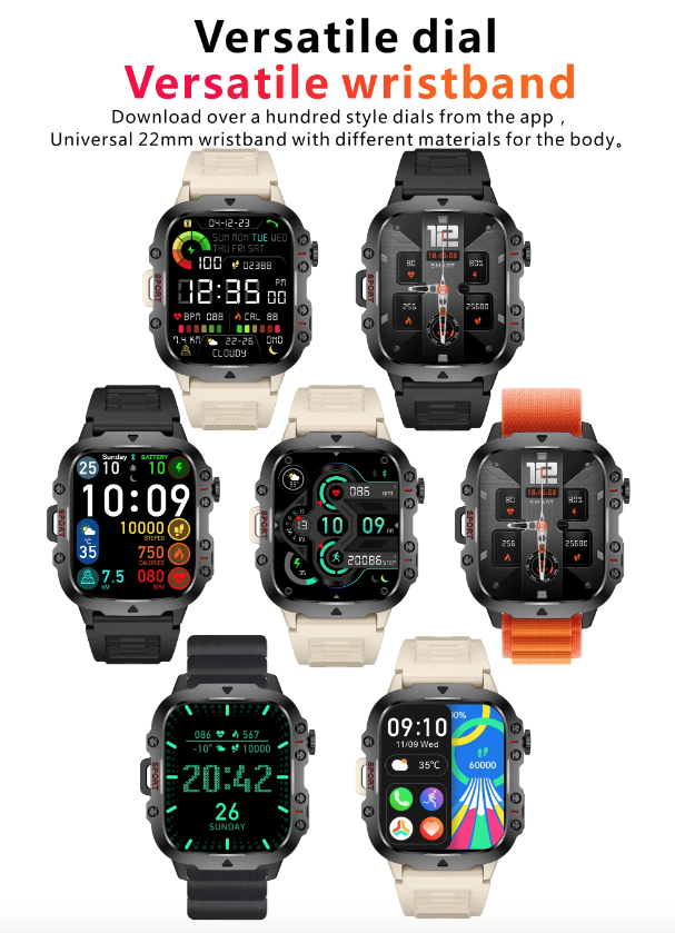 Smartwatch QX11 Uomo IP68 5ATM Chiamata BT Outdoor Sport Fitness Tracker Monitor Salute 1.96" Orologio Intelligente