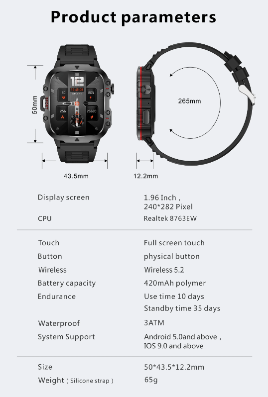 Smartwatch QX11 Uomo IP68 5ATM Chiamata BT Outdoor Sport Fitness Tracker Monitor Salute 1.96" Orologio Intelligente