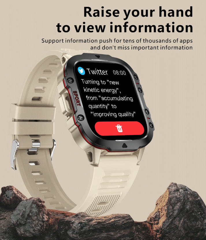 Smartwatch QX11 Uomo IP68 5ATM Chiamata BT Outdoor Sport Fitness Tracker Monitor Salute 1.96" Orologio Intelligente