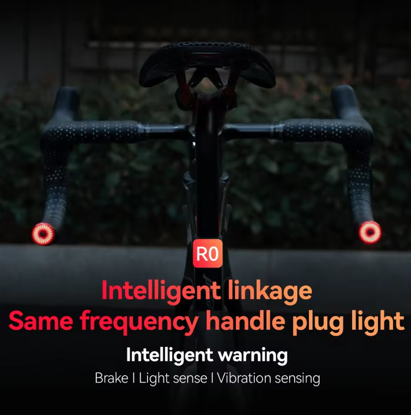 ROCKBROS R0 Fanale Posteriore Tappo Manubrio USB-C MTB, Bici da Strada | Luce Ciclismo Leggera Compatta