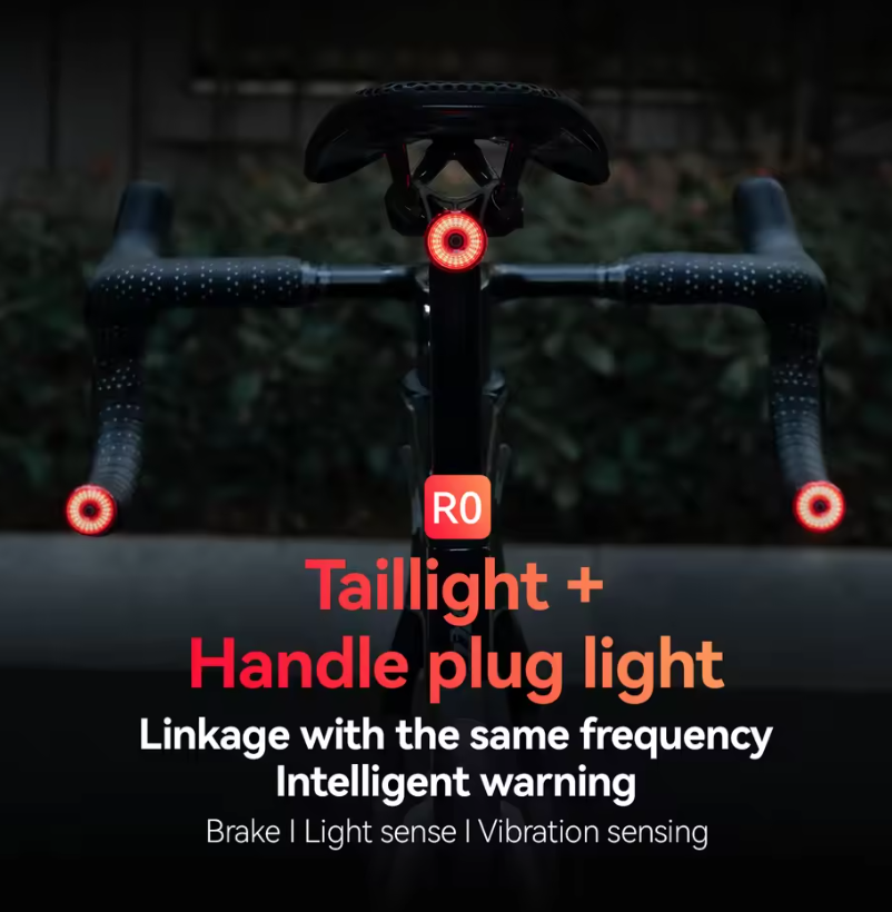 ROCKBROS R0 Fanale Posteriore Tappo Manubrio USB-C MTB, Bici da Strada | Luce Ciclismo Leggera Compatta