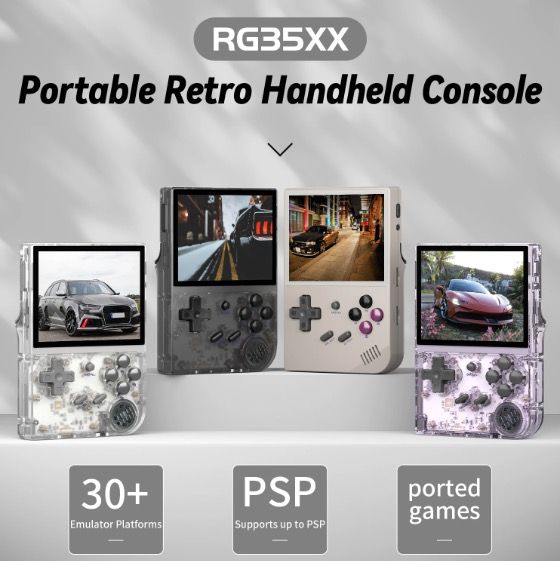 ANBERNIC RG35XX Console di gioco portatile retrò con schermo IPS vivace e supporto PSP per un gameplay nostalgico in grigio