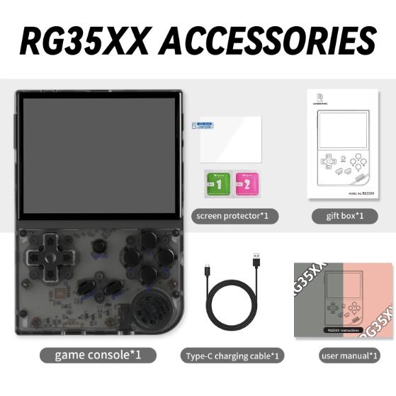 ANBERNIC RG35XX Console di gioco portatile retrò con schermo IPS vivace e supporto PSP per un gameplay nostalgico in grigio