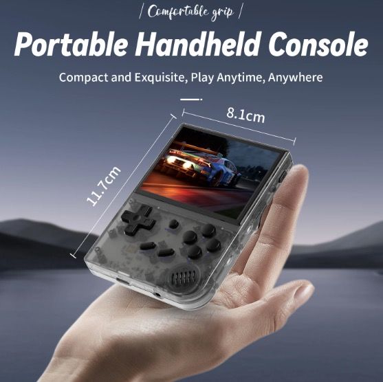 ANBERNIC RG35XX Console di gioco portatile retrò con schermo IPS vivace e supporto PSP per un gameplay nostalgico in grigio