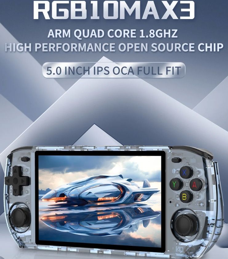 POWKIDDY RGB10 MAX3 Console per Videogiochi Portatile Retro 5 Pollici Schermo IPS Alte Prestazioni Sistema Linux RK3566