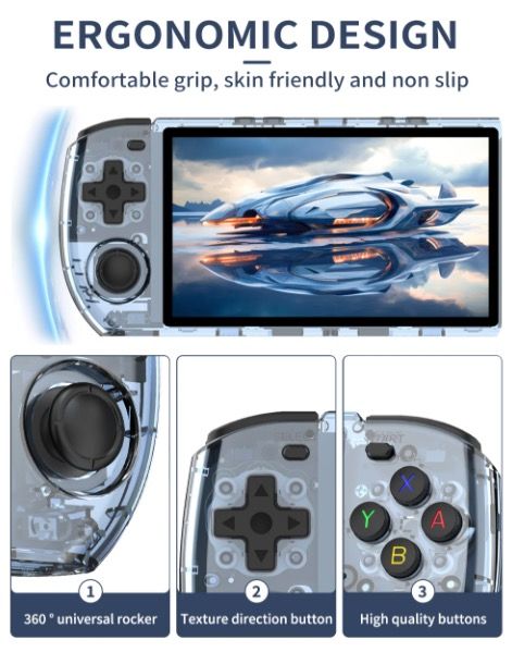POWKIDDY RGB10 MAX3 Console per Videogiochi Portatile Retro 5 Pollici Schermo IPS Alte Prestazioni Sistema Linux RK3566