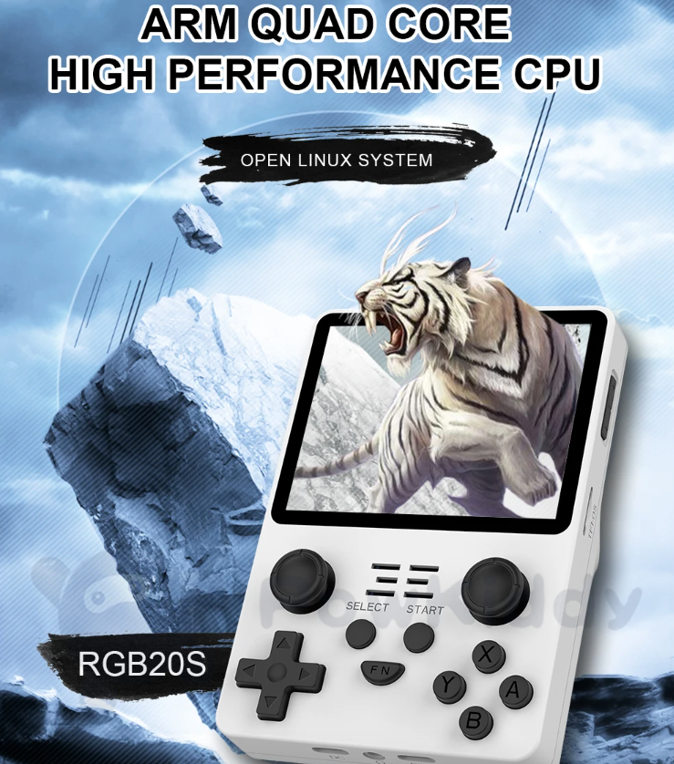 POWKIDDY RGB20S Console portatile per giochi retro con RK3326, schermo da 3,5 pollici ed emulatori di giochi N64 e PS1