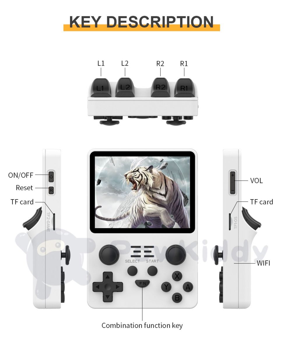 POWKIDDY RGB20S Console portatile con display HD da 3,5 pollici, dispositivo di gioco retrò per bambini e regali per appassionati di retrò