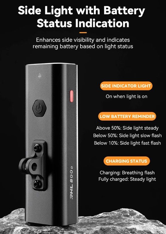 ROCKBROS RHL-1000LUMEN Luce anteriore per bici con 1000 lumen alta luminosità antipioggia ricaricabile Type-C ideale per ciclismo notturno e ciclisti di montagna robusta e versatile