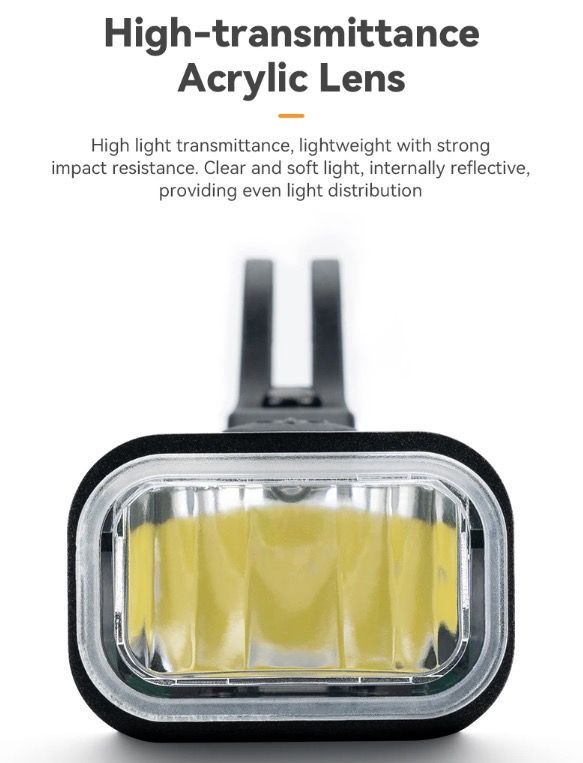 ROCKBROS RHL-1000LUMEN Luce anteriore per bici con 1000 lumen alta luminosità antipioggia ricaricabile Type-C ideale per ciclismo notturno e ciclisti di montagna robusta e versatile