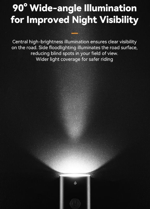 ROCKBROS RHL-1000LUMEN Luce anteriore per bici con 1000 lumen alta luminosità antipioggia ricaricabile Type-C ideale per ciclismo notturno e ciclisti di montagna robusta e versatile