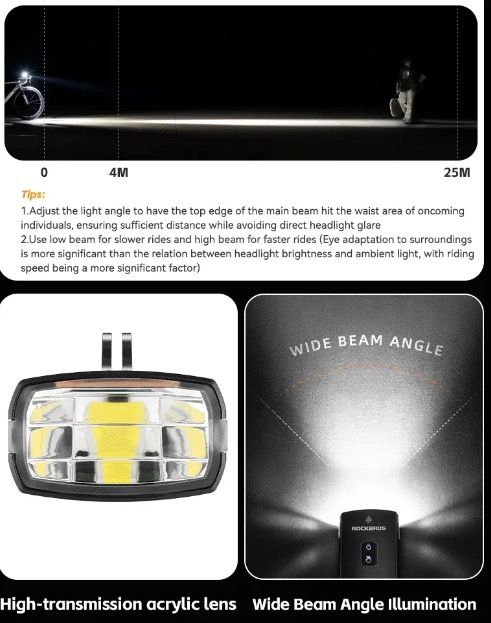 ROCKBROS RHL3000 luce bici anteriore 3000 lumen alta luminosità 10000mAh impermeabile MTB ciclismo su strada torcia elettrica ciclismo notturno accessori ciclismo regolazioni