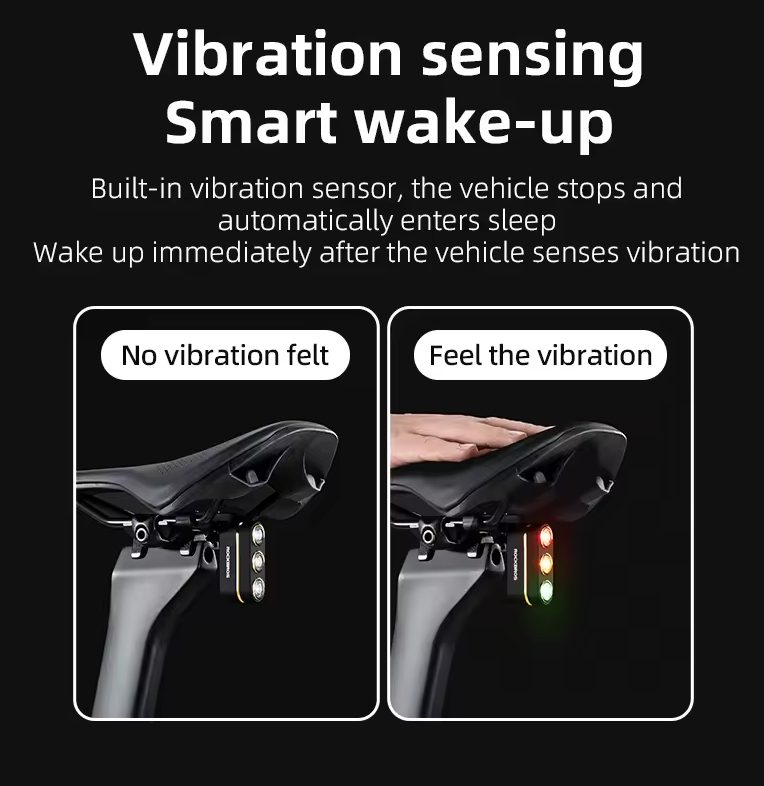 ROCKBROS Smart Luce Posteriore Bici con Sensore Freno | IP64 Impermeabile | Type-C | Sicurezza Ciclismo