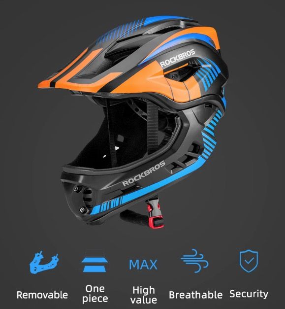 ROCKBROS casco da ciclismo per bambini design rimovibile struttura integrale modellata ventilazione traspirante attrezzatura protettiva per giovani ciclisti sport d'avventura