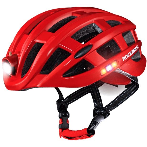 ROCKBROS Casco da Ciclismo Leggero Ultraleggero con Illuminazione di Sicurezza Integrata e Ricarica USB per Comfort