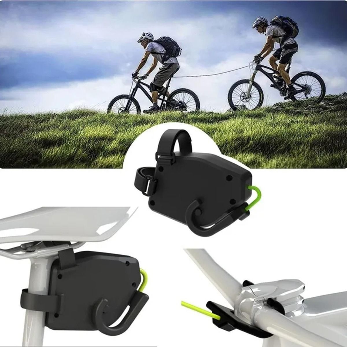 Fune di traino per bicicletta flessibile e retrattile, trattore da bicicletta per bambini, mountain bike, avventure in famiglia, facile installazione.