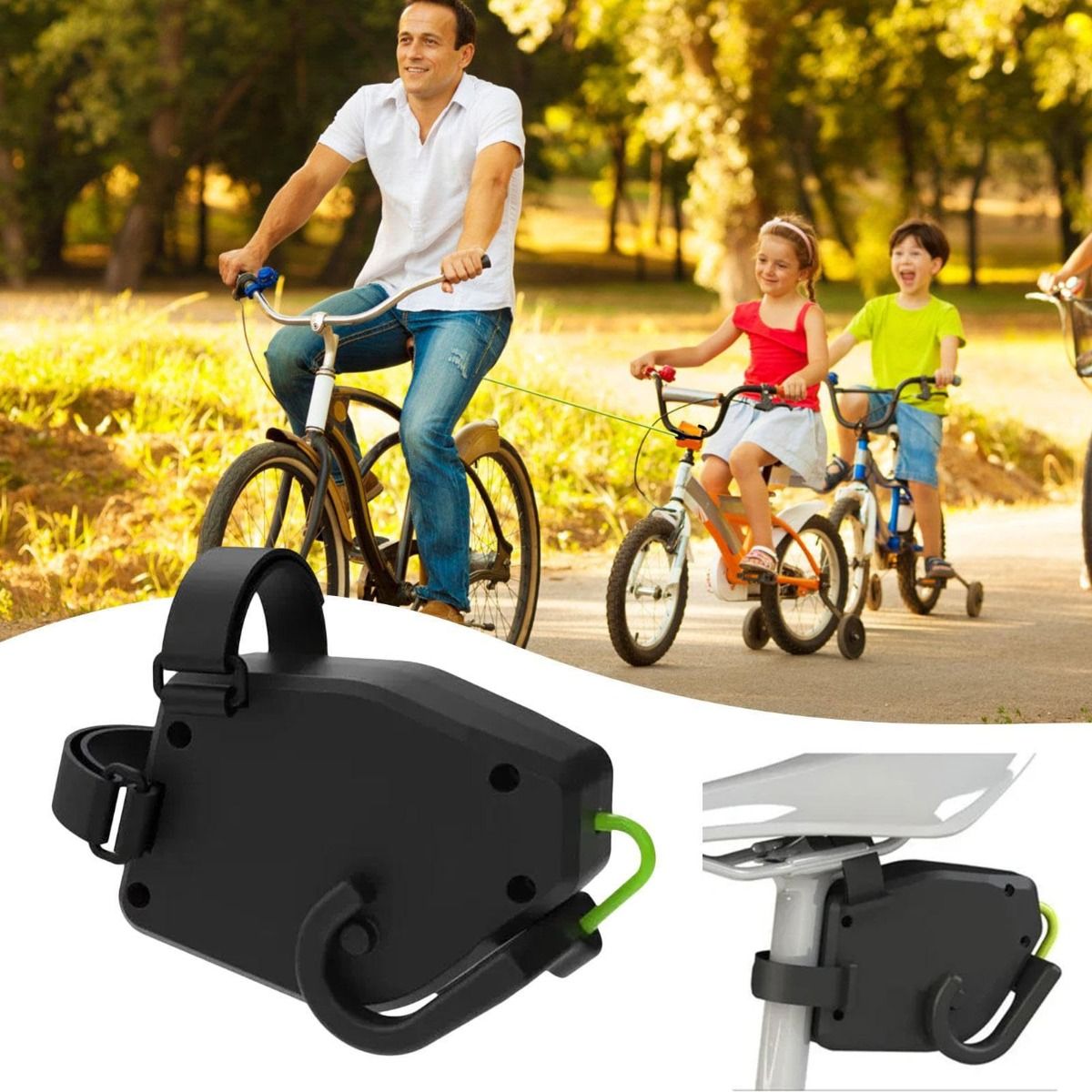 Fune di traino per bicicletta flessibile e retrattile, trattore da bicicletta per bambini, mountain bike, avventure in famiglia, facile installazione.