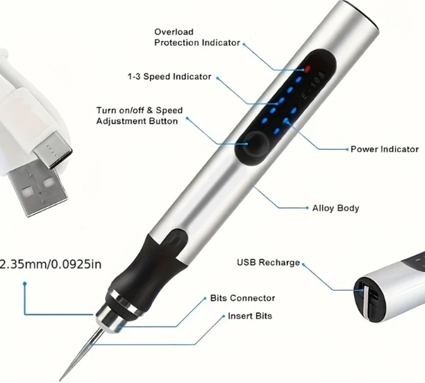 USB Rechargable Engraving Machines Pen with 35bits,Mini Electric Engraver Etching Machines Cordless Rotary Tools Engraved Jewelry Stone Metal Plastic Wood Resin Model
