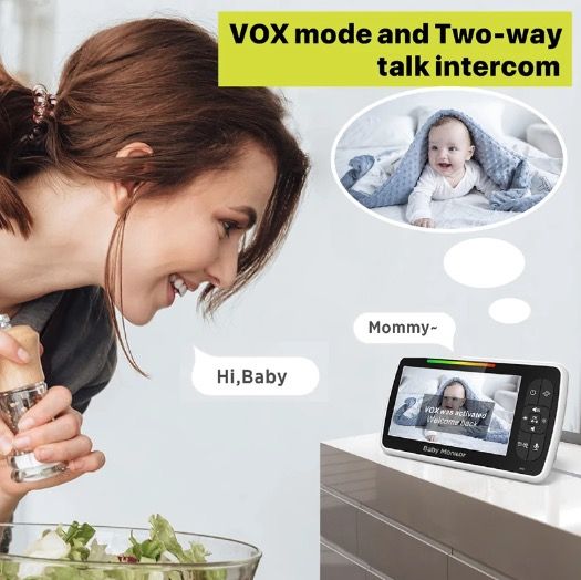 5 Pollici Baby Monitor SM650 Video HD 720P Batteria a Lunga Durata Audio Bidirezionale Sorveglianza Portatile per Neonati