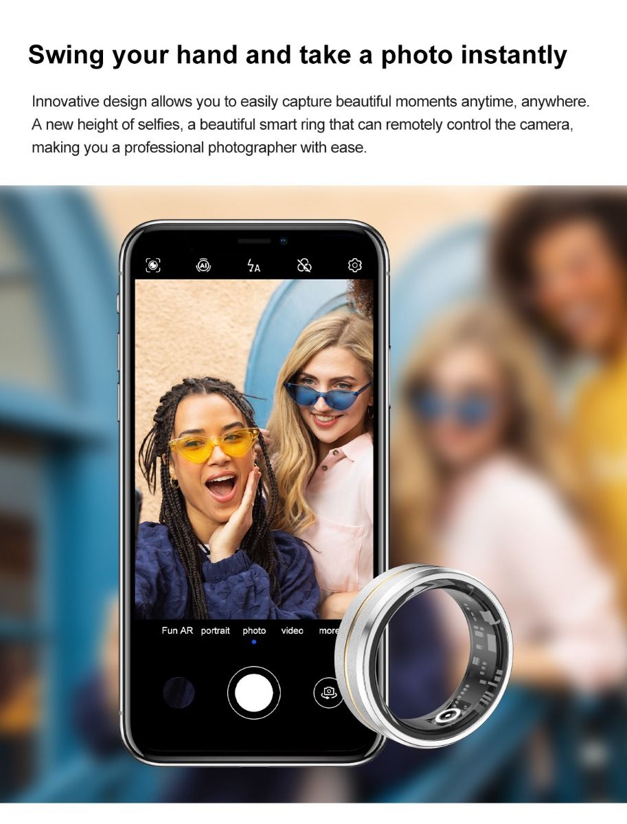 Anello intelligente multifunzionale, tecnologia indossabile con monitoraggio della frequenza cardiaca e della qualità del sonno, accessorio elegante.