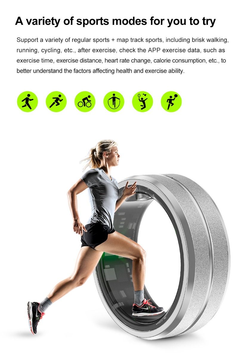 Anello intelligente multifunzionale, tecnologia indossabile con monitoraggio della frequenza cardiaca e della qualità del sonno, accessorio elegante.