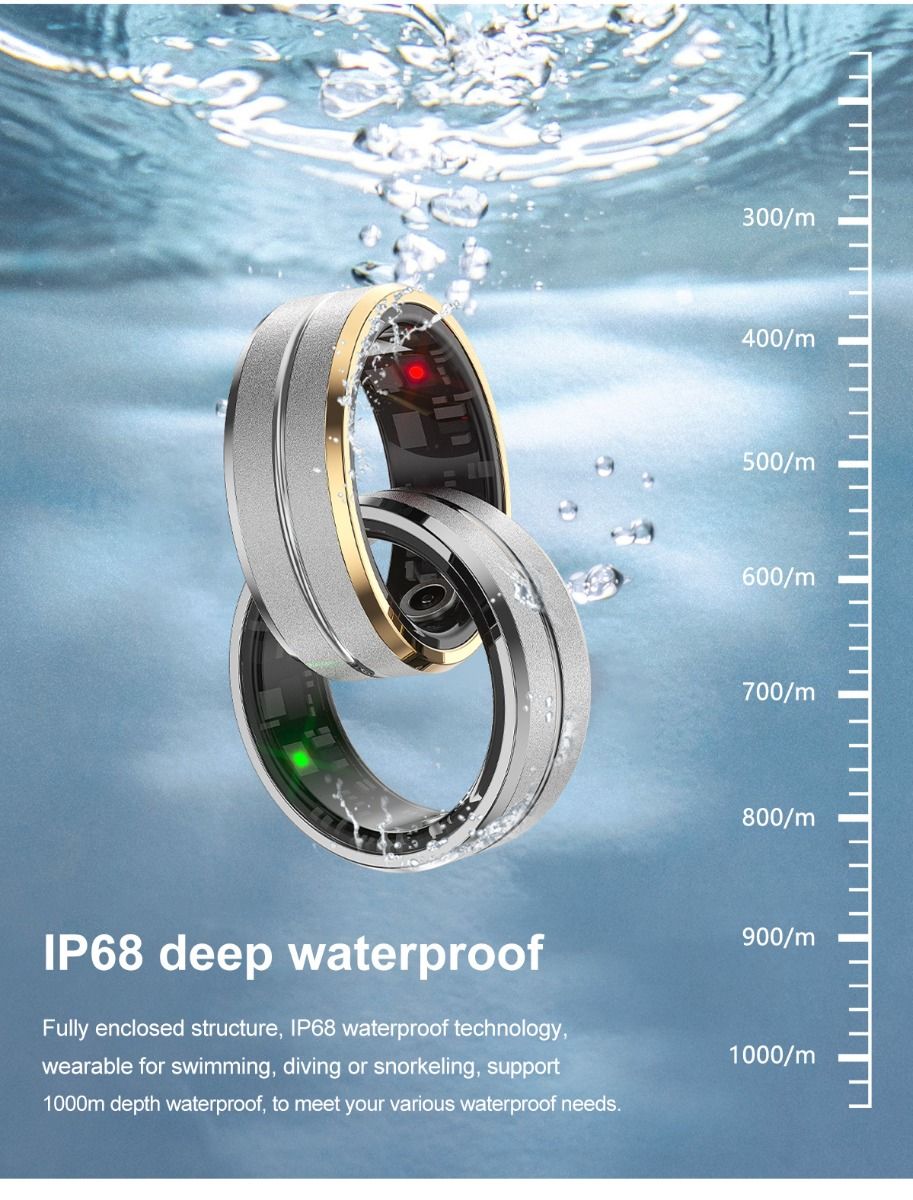 Anello intelligente multifunzionale, tecnologia indossabile con monitoraggio della frequenza cardiaca e della qualità del sonno, accessorio elegante.