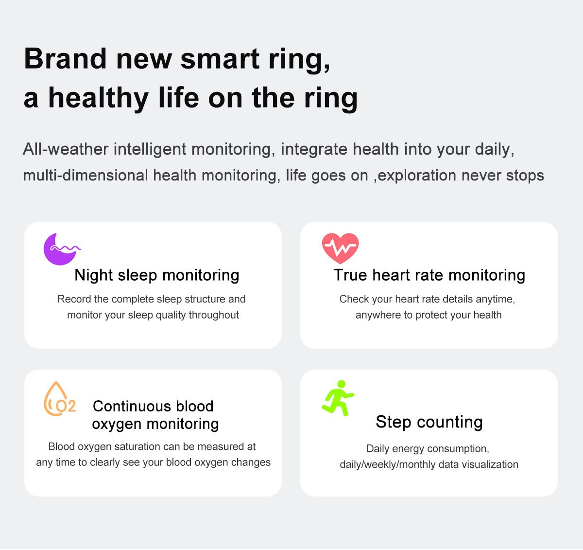 Anello intelligente multifunzionale, tecnologia indossabile con monitoraggio della frequenza cardiaca e della qualità del sonno, accessorio elegante.