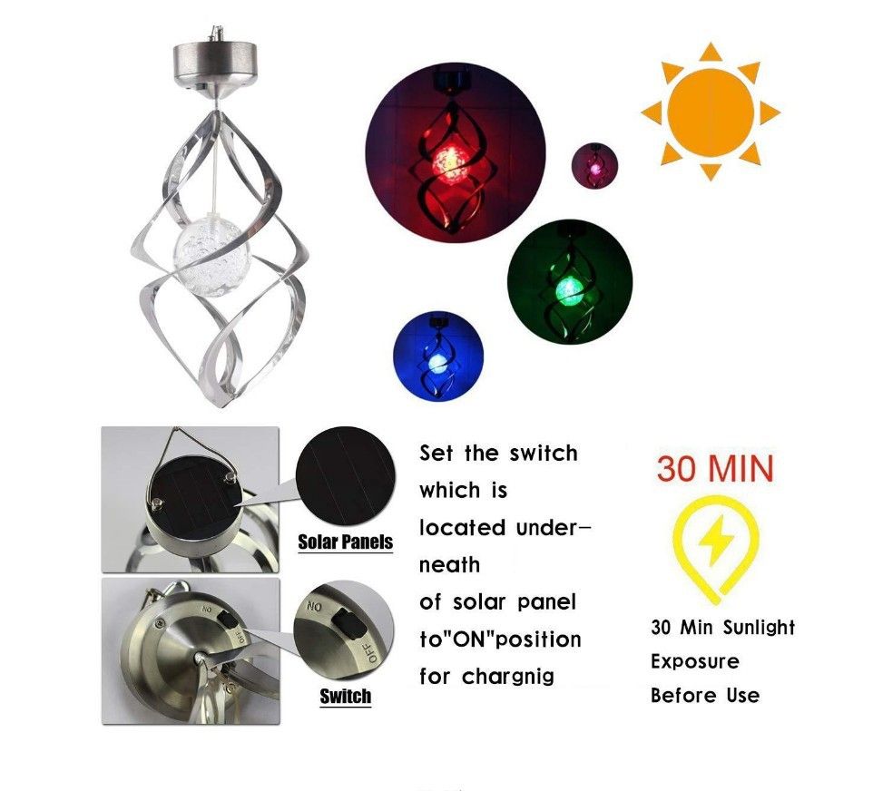 Luci Solari Decorazioni da Giardino LED Cambio Colore Campanelli Eolici Impermeabili Atmosfera Tranquilla Design Durevole per Feste in Giardino