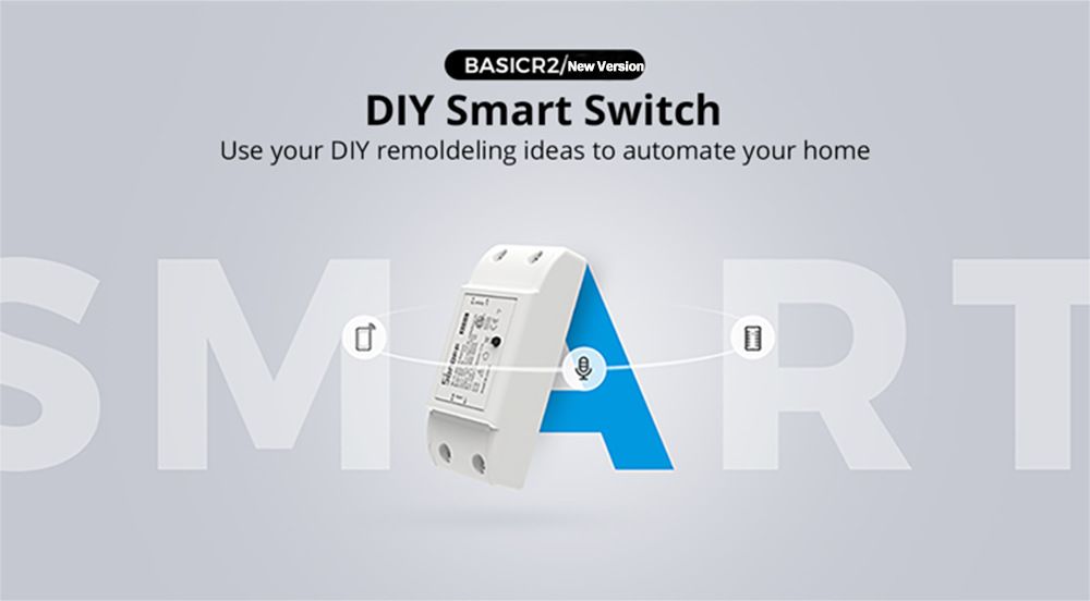 Modulo interruttore WiFi SONOFF Basic R2 con controllo vocale per illuminazione domestica intelligente, compatibile con Alexa e Google