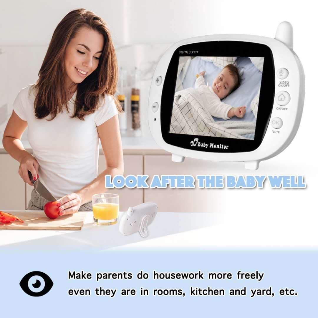 SP850 Monitor video per bambini wireless con schermo LCD da 3.5 pollici, visione notturna, audio bidirezionale, connessione sicura per la sicurezza del bambino
