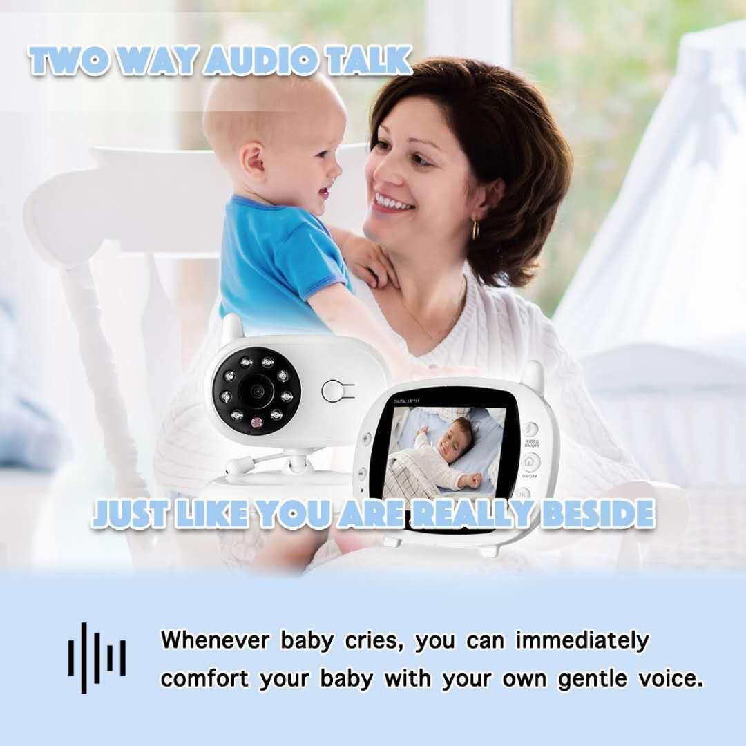 SP850 Monitor video per bambini wireless con schermo LCD da 3.5 pollici, visione notturna, audio bidirezionale, connessione sicura per la sicurezza del bambino