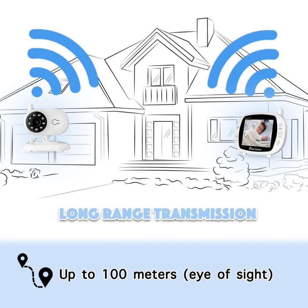 SP850 Monitor video per bambini wireless con schermo LCD da 3.5 pollici, visione notturna, audio bidirezionale, connessione sicura per la sicurezza del bambino
