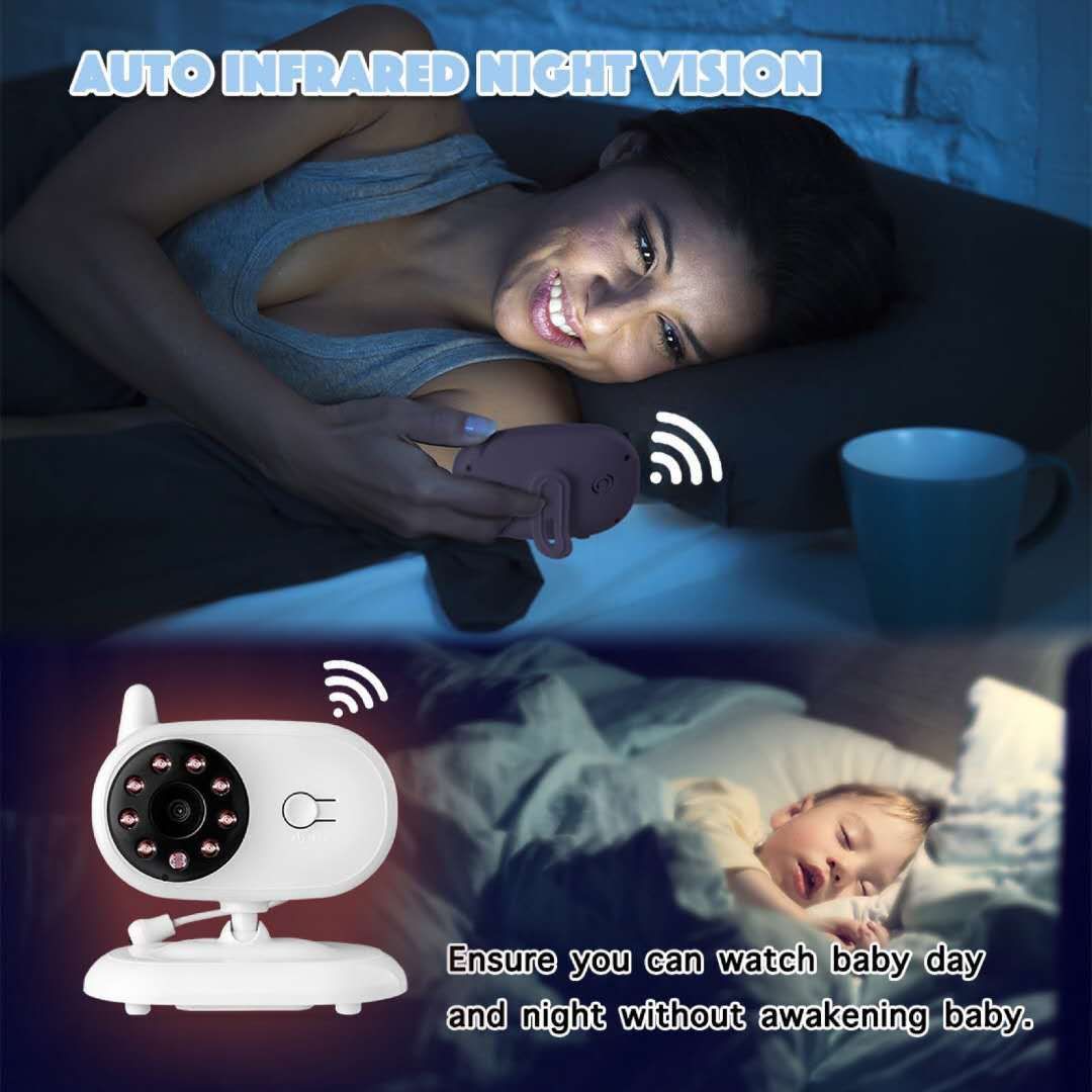 SP850 Monitor video per bambini wireless con schermo LCD da 3.5 pollici, visione notturna, audio bidirezionale, connessione sicura per la sicurezza del bambino