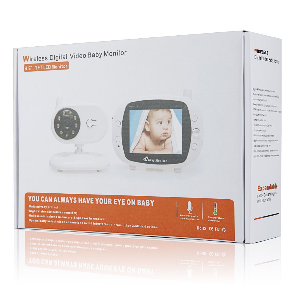 SP850 Monitor video per bambini wireless con schermo LCD da 3.5 pollici, visione notturna, audio bidirezionale, connessione sicura per la sicurezza del bambino