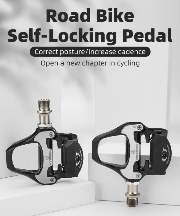 Pedali Autobloccanti ROCKBROS SPD-SL Ultraleggeri Bici da Strada Lega di Alluminio Ciclismo Leggero Stabilità Migliorata Efficienza per Lunghe Distanze Assale in Acciaio Cromoly