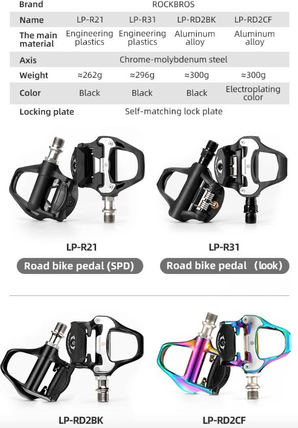 Pedali Autobloccanti ROCKBROS SPD-SL Ultraleggeri Bici da Strada Lega di Alluminio Ciclismo Leggero Stabilità Migliorata Efficienza per Lunghe Distanze Assale in Acciaio Cromoly