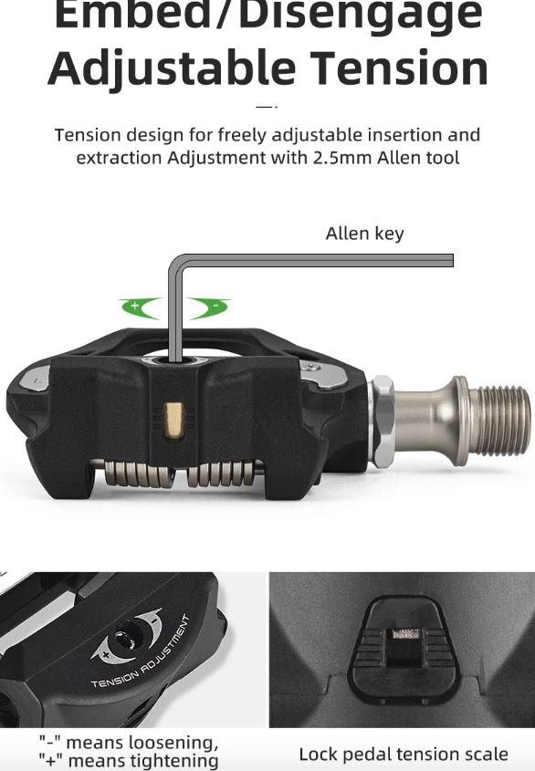 Pedali Autobloccanti ROCKBROS SPD-SL Ultraleggeri Bici da Strada Lega di Alluminio Ciclismo Leggero Stabilità Migliorata Efficienza per Lunghe Distanze Assale in Acciaio Cromoly