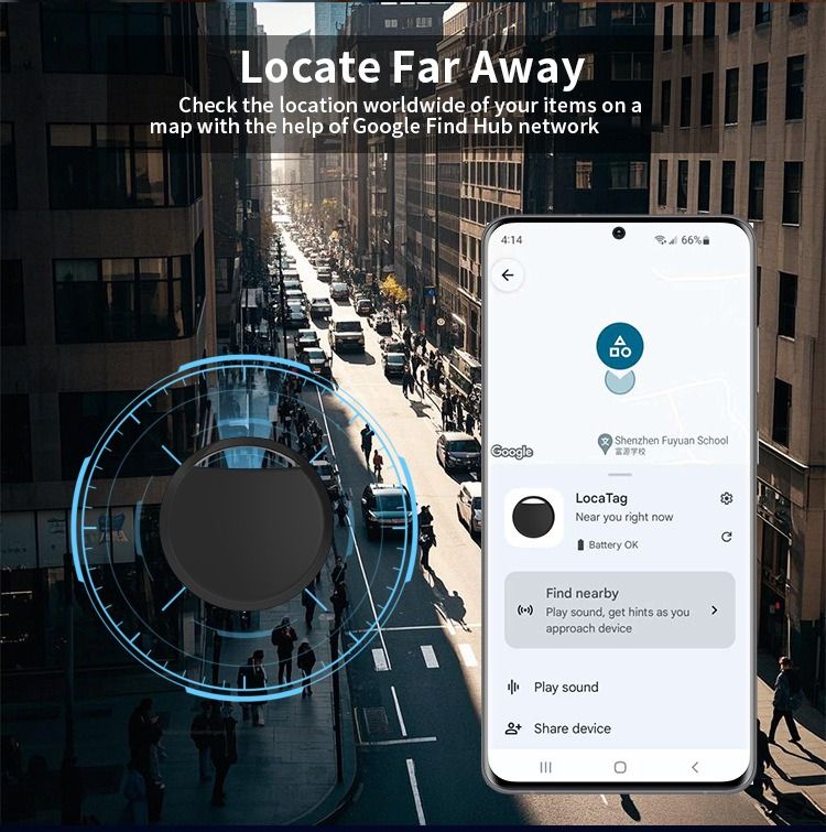 Smart Tag for Android Luggage Tracker Tags Works with Google Find My Device App, Bluetooth Tracker Key Finder and Item Locator for Luggage, Backpack, Suitcases, Replaceable Battery(4pack)